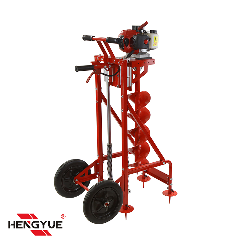 58 CC 2 stroke gasoline engine power earth auger machine with wheel and shelf