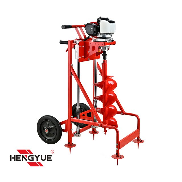 a professional 47.9 CC Earth auger machine with wheel and shelf for sale