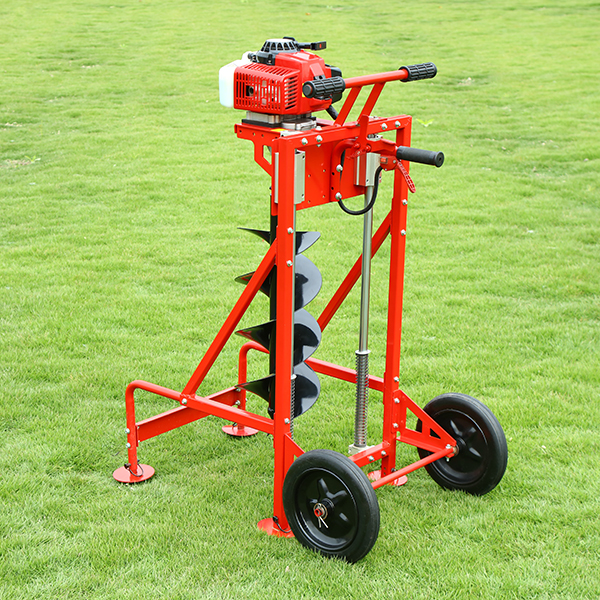 Professional gearcase earth auger machine with wheel and shelf