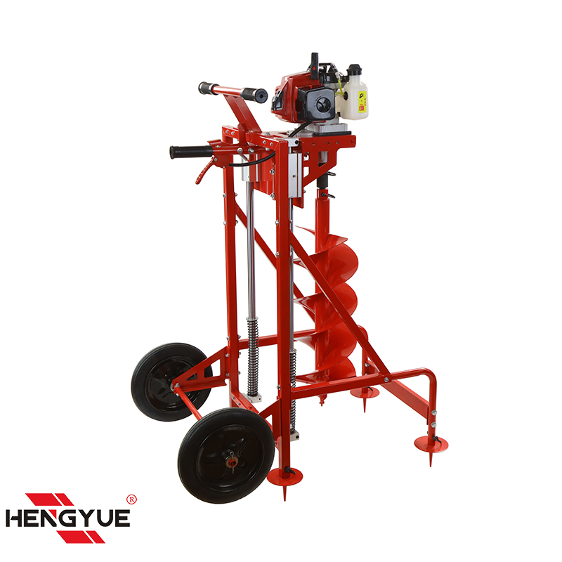 68 CC Earth auger machine with wheel and shelf